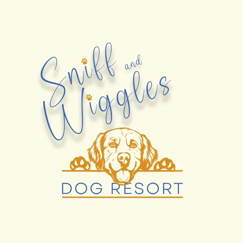 sniff and wiggles dog resort logo for dog daycare and boarding in petaluma california